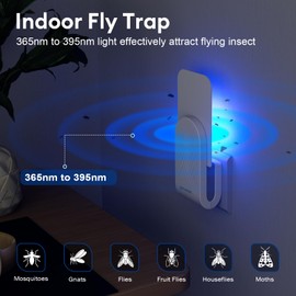 Fly Trap Indoor(2 Device + 10 Glue Cards), Fruit Fly Traps for Indoors, Plug-in Flying Insect Trap for Gnats, Mosquito, Moths, Flies for House, 2 Pack (White)