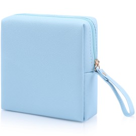 Teircno Sanitary Napkin Period bag for Women, Sanitary Napkin Storage Bag, PU Leather Sanitary Pad Bags Pounch, Portable Tampons Zipper Organizer Bag with Handle for Ladies