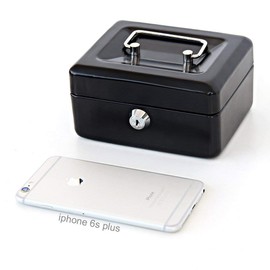 Jssmst CB0801S Hand Safe, Key Lock, Metal, Mini Size, Lightweight, Kids, 5.9 x 4.7 x 3.1 inches (15 x 12 x 8 cm), B7 Size (Black)