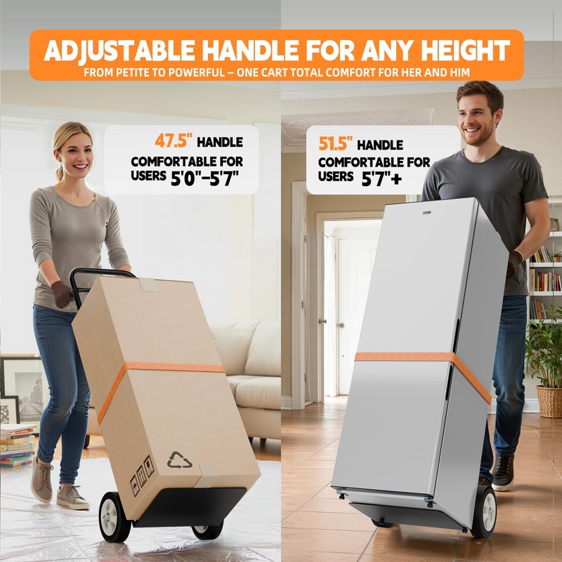 Folding Hand Truck - Heavy Duty 800 LB Dolly Cart,