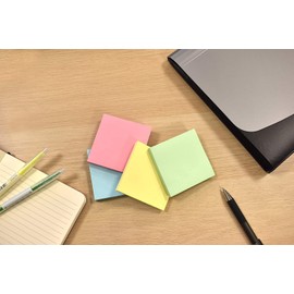 GUMTAPE Sticky Notes 76 mm x 76mm,6 Pads of 100 Sheets/Pad, Sticky Notes 11520. Cute Assorted Colour for Office/Home/Kitchen/Baking/School (6 Pads)