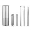 ( ) Sanding nail care 5-piece set, cylindrical silver nail clippers, earpick, eyebrow tweezers / ( )샌딩 네일케어 5종세트 원통 실버 손톱깎이 귀이개 눈썹집게