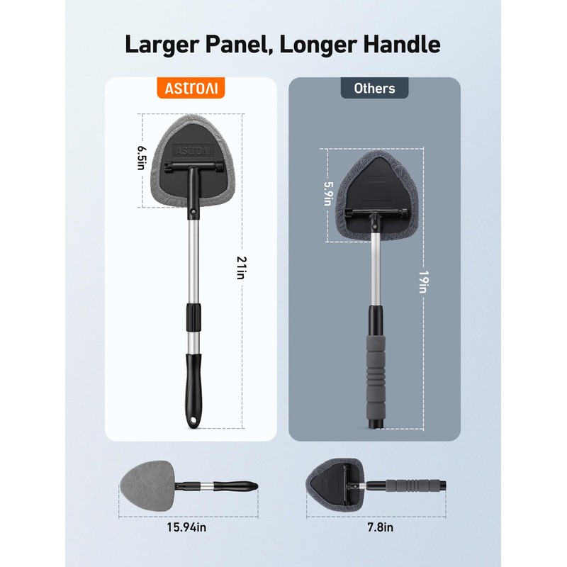 AstroAI Windshield Cleaner Tool, Car Interior Detailing Cleaning Kit with
