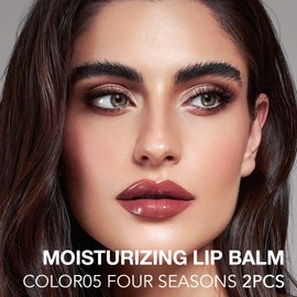 HHLTOH 2Pcs Tinted Lip Balm Moisturizing Lipstick – Deep Rose Colored Bean Paste Sheer Hydrating Lip Color for Dry Lips – Nourishing Lip Balm for All Women with a Subtle Natural Scent (S05 & S05)