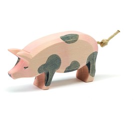 Ostheimer 10951 Pig Figurine Mottled Raised Head