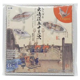 Toyo 006205 Origami Origami, 5.9 x 5.9 inches (15 x 15 cm), 55 Patterns, 1 Ukiyo-e List Diagram, Total of 56 Sheets