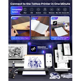 vretti P84 Tattoo Printer, Tattoo Printer A4, Bluetooth Tattoo Printer, Machine Tattoo Transfer Printer for iOS and Android, Tattoo Machine for Tattoos, Black