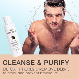 Lerosett Clear Skin Face Wash - Gentle Exfoliating Cleanser, Targets Pores, Blemishes & Oily Skin
