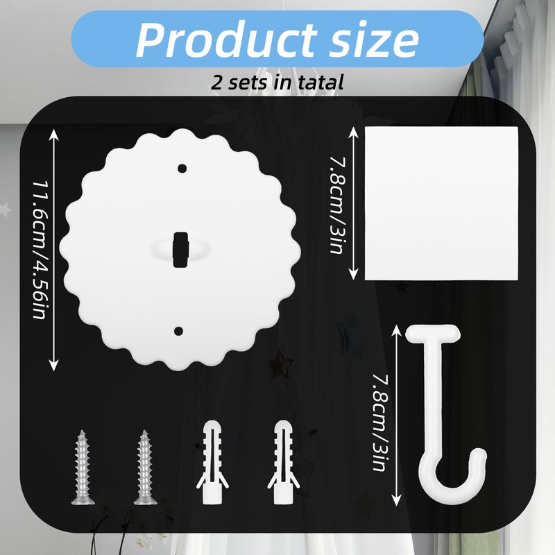 IANFAN 2 Set Ceiling Mosquito Net Hooks, Super Glue Bed