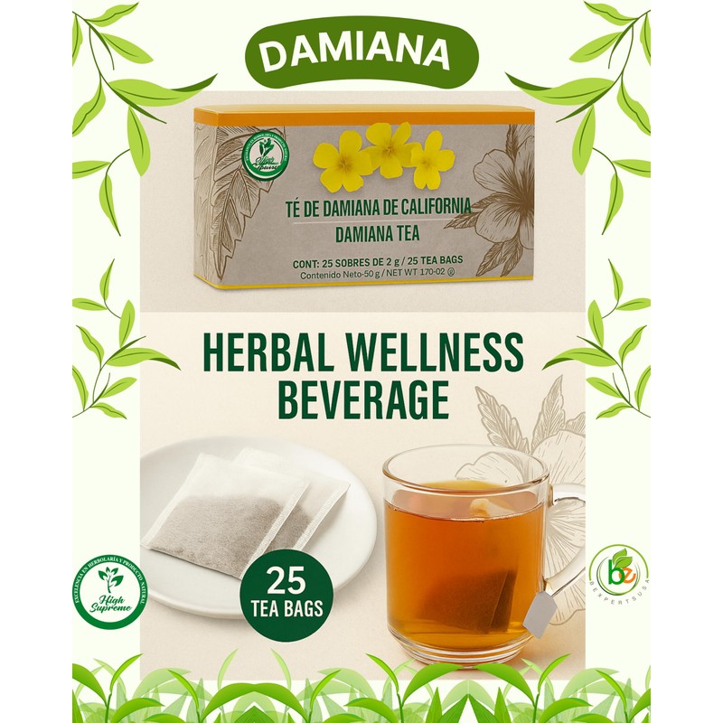 Damiana Herbal Tea – 100% Turnera diffusa – 25 Tea