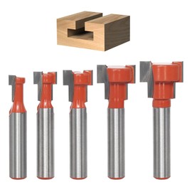 AKYLIN 5-Piece T-slot cutter 8 mm shank, T-track slotted wood cutter, T-slot cutter set, cutter for router, woodworking