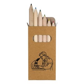 Azeeda 6 x 'Wissenschaftler untersuchen einen Mikroskop-Objektträger' Kurze 85mm Bleistifte/farbige Bleistift Set (PE00060818)