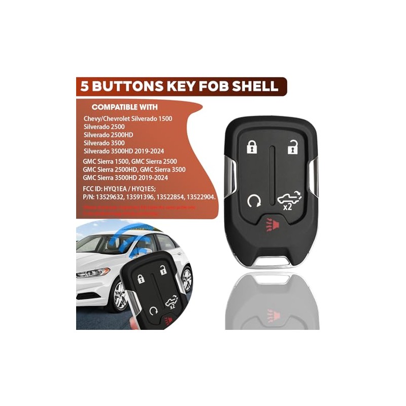 5 Button Key Fob Case for Chevy Silverado GMC Sierra