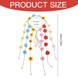Pack of 2 Sunflower Hair Accessories, Colourful Sunflower Headband, Adjustable Flower Headband, Bohemian Flower Style, Sunflower Headbands, for Women, Girls, Beach, Wedding, Carnival, Party