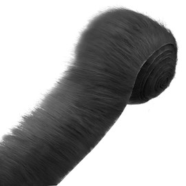 Furry Faux Fur for Crafts, Precut Strips Faux Fur, 5 x 150 cm, Faux Fur, Sold by the Metre, Fluffy, Soft, for DIY, Cosplay, Costume Decoration, Santa Hair and Christmas Tree Decoration (Black)
