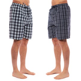 Toro Rocco Pack of 2 Mens Woven shorts Pyjamas bottom Super Soft Sleepwear Nightwear Checked Design with Pockets Comfy to wear, Navy Mix Small