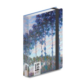 Kaos 2023 Daily Planner - 12 Months with Planner - Medium 12 x 18.6 cm - for Home, Office, School, University - Hard Cover, Flat Elastic Band, Bookmark, Rounded Corners - Monet - Poplar