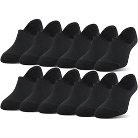 Peds Women's Lightweight Mid Cut No Show Socks, 12-Pairs, Black, Shoe Size: 5-10