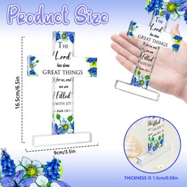 Yoxiumi Christian Gifts for Women Inspirational Gifts for Men Scripture Gifts Mom Sister Birthday Presents Bible Verse Prayers Religious Acrylic Standing Cross Desk Decoration for Encouraging Faith