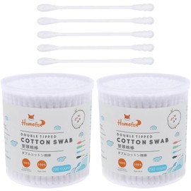 HOMEFOX Cotton Swabs Spiral Slim - 400 Count Organic Cotton Buds Double Side Tightly Wrapped Cotton Tips Paper Stick Soft Gentle Lint-Free Cruelty-Free, Round & Spiral (White)