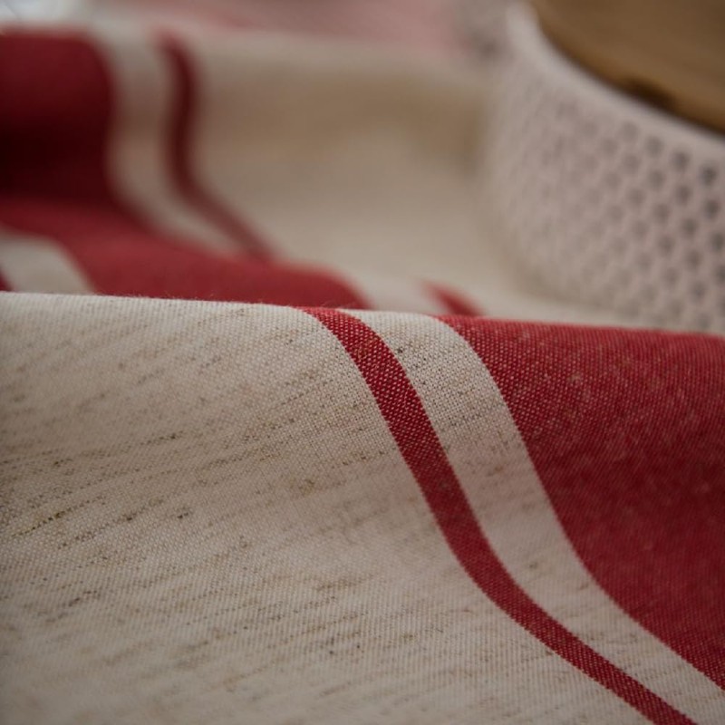 ArtBud White Red Tablecloth Cotton Linen Farmhouse Table Cover Soft