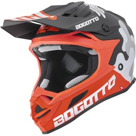 Bogotto V328 Camo Fibreglass Motocross Helmet (Black/White/Orange, S)