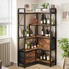 CHOEZON Corner Bookshelf, 5-Tier L-Shaped Bookcase with Drawers and Storage