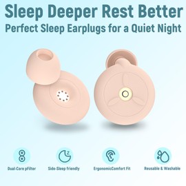 Ear Plugs for Sleeping Noise Cancelling, Dual-Core Filter, Reusable Hearing Protection – Up to 48dB Noise Reduction, Flexible Silicone – Ideal for Sleep, Focus, Travel(Pink)