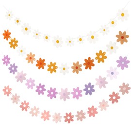 ZWWOGE 4 Artikel Blumen Girlande,blumengirlande， Blumen in vielen Farben Banner,GänseblümchenGirlandefürBabyzimmer,Gartenparty,Frühlingsdek,Kindergeburtstage,Hochzeit,（Weiß, Orange, Rosa, Lila）