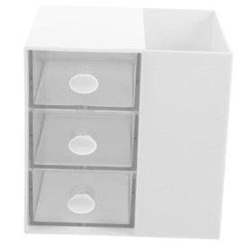 Ipetboom Capacity Cosmetics Storage Case with Multi Compartment Makeup Brush Holder for Office Desktop and Vanity Organizer White Makeup Storage Box for Skincare and Lipstick Accessories