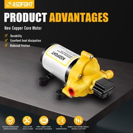 33-Series Professional Grade Water Pump - 12V DC Diaphragm Pump, 4.0GPM, 50PSI, Self-Priming, Thermal Overload, CE Certified, for RV, Marine, Garden Irrigation