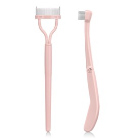 Corconess Eyelash Comb, 2PCS Pink Eyelash Separator Tool Lash Comb Lash Separator with Cover for Girls Women Eye Makeup Brushes Separator Mascara Applicator Tools with Metal Teeth