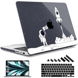 May Chen Case for M4 MacBook Pro 14 inch Case A3112 A3401 Max A3185, M3 A2918 A2992, M2 A2779 M1 A2442, 2024 2023 2022 2021 Release, Plastic Hard Shell with Keyboard Cover, Astronaut Go