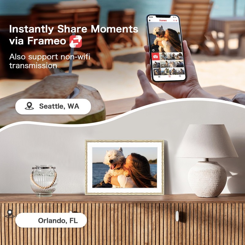 Digital Picture Frame, 10.1'' Frameo Digital Frame Wifi, 1280*800 HD