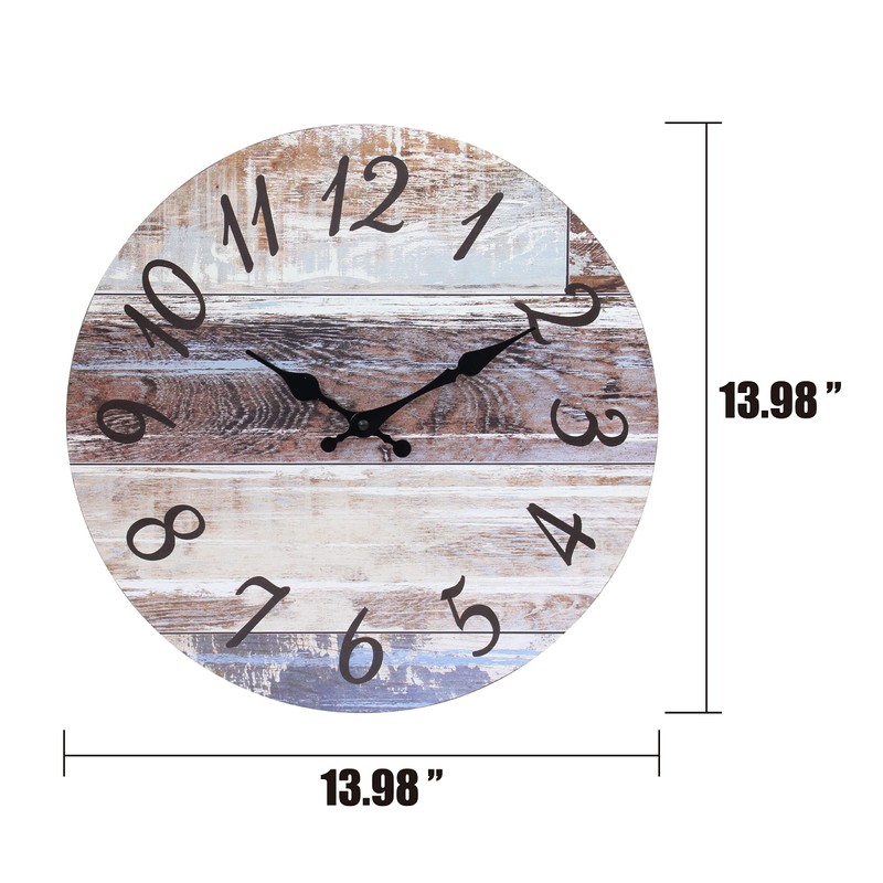 Stonebriar Vintage Farmhouse 14 Inch Round Battery Operated Hanging Wall
