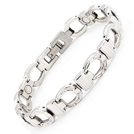 Energetix 4you 5691 Lucky Horseshoe Stainless Steel Energy Magnetic Bracelet Silver Allergy-Free Size S/M