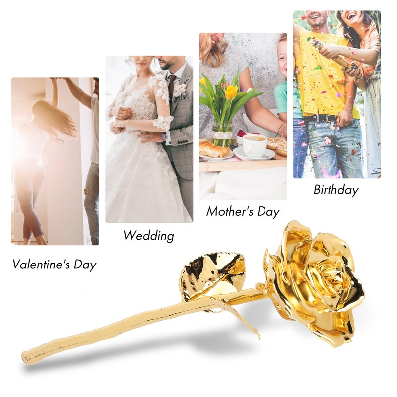 Long Stem Rose Gifts Dipped 24K Real Artificial Flower with