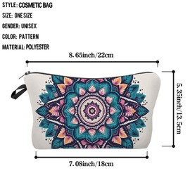 Livel lhood Floral Mandala Makeup Bag Cute Small Organizer Zipper Pouch Floral Mandala Cosmetic Bag Birthday Present for Women Friends-2