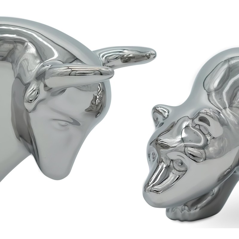 FeinKnick Ceramic Sculpture Bull and Bear - Office Decorative Figures