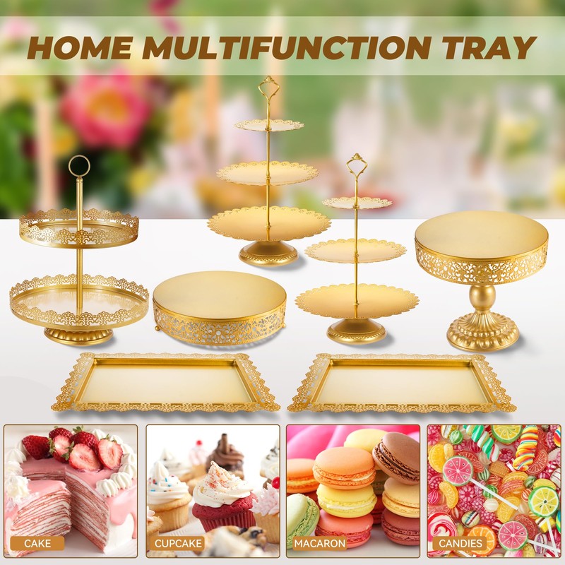 ELIMTEC ELIMTEC Gold Cake Stand Metal Dessert Table Display Set
