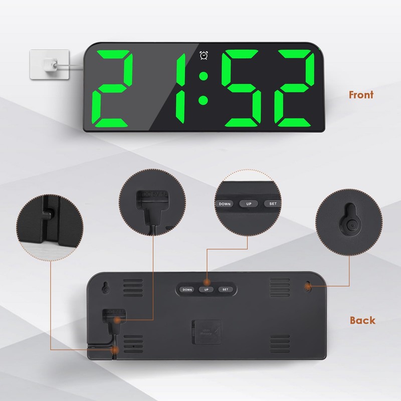 Koolertron Digital Wall Clock 9.5 Inch Large Display, Digital Clock