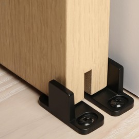 HASWARE Sliding Barn Door Bottom Floor Guide, Floor Mounted Bottom Track Guide, T Shape Design, for Door, Cabinet (Black4)