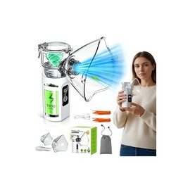 Nebulizador Portátil con Niebla Fría,Incluye 2 Mascarillas (Adultos y Niños) y 1 Boquilla,Nebulizador Portátil Silencioso para Adultos y Niños,Inhalador Eléctrico ldeal para Viajes,Hogar y Oficina