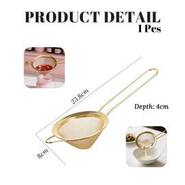 Matcha Sieve & Loose Tea Strainer | Metal Fine Mesh Stainless Steel | Mini Icing Sugar Sieve | Tea Filter | Small Matcha Sifter in Gold (1)