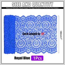 Swpeet 5 Yard by 7" Breite Royal Blue Lace Stoff Stretch Elastic, Trim Lace Band, elastische Näh Trim Band für Kleidungsstück, Stirnbänder, Hochzeit Bouquet Herstellung DIY Handwerk