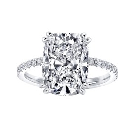 Effinny 4.0ct Elongated Cushion Cut Engagement Ring for Women,Sterling Silver Simulated Diamond Promise Ring, 10, Sterling Silver, Cubic Zirconia