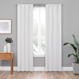 ECLIPSE Solid Minimalist Blackout Thermal Liner for Window Curtains with Drapery Hooks (2 Panels), 27" x 60", White