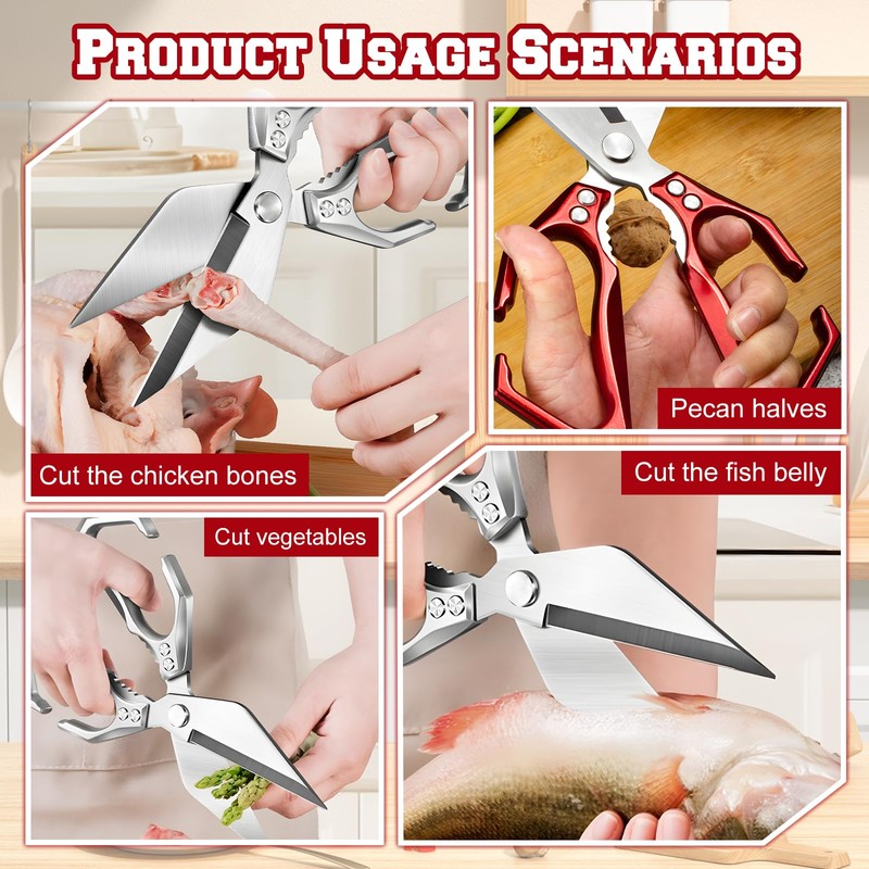 Multifunctional Heavy-Duty Kitchen Shears, High-Carbon Steel Culinary Shears, Heavy Duty