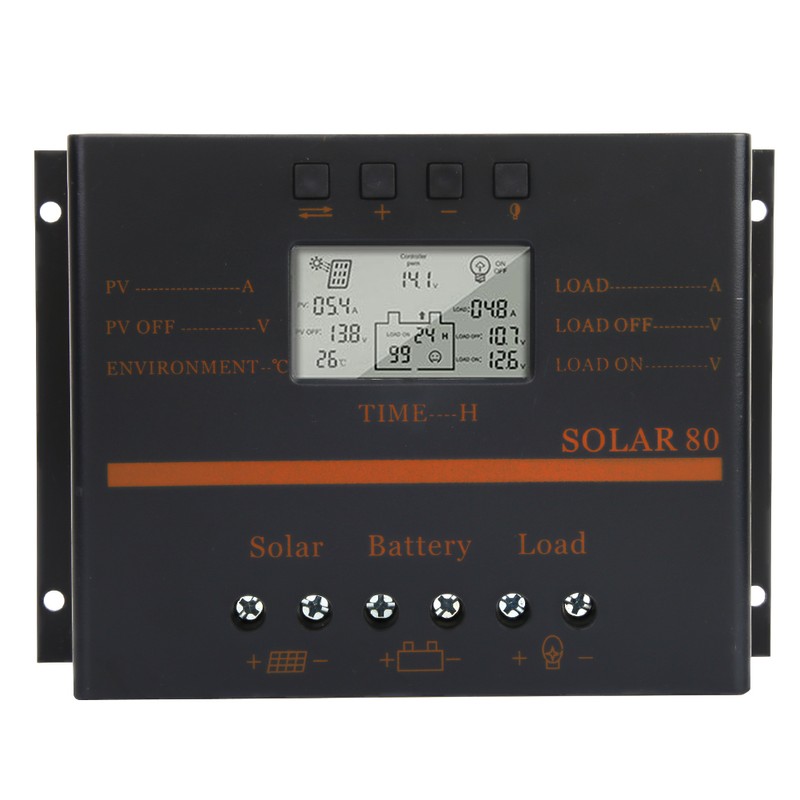 12V 24V Auto 80A PWM Solar Charge Controller Solar Panel