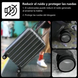 Fundas Silicona Luvan 8 Piezas Negro para Ruedas de Maleta Silenciosas                                                                                